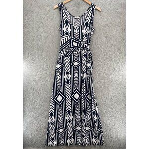chinese dress ladies Calvin Klein Black and White Striped Maxi Dress